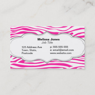 Hot Pink Zebra stripe pattern animal print Business Card