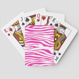 Hot Pink Zebra stripe pattern animal print Playing Cards