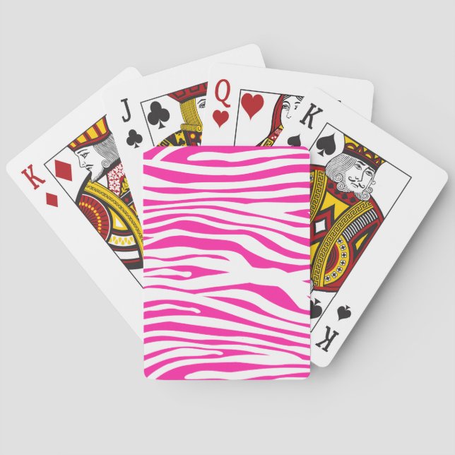 Hot Pink Zebra stripe pattern animal print Playing Cards (Back)