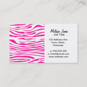Hot pink Zebra stripe pattern Business Card