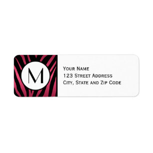 Hot Pink Zebra Stripe Return Address Label