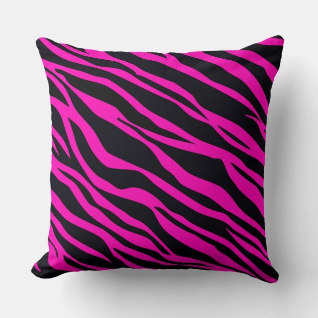 Hot Pink Zebra Striped Cushion (Front)