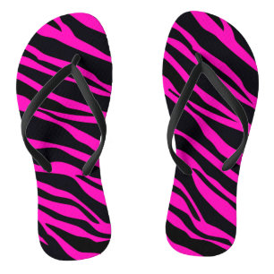 Hot Pink Zebra Striped Thongs