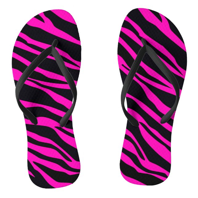 Hot Pink Zebra Striped Thongs (Footbed)