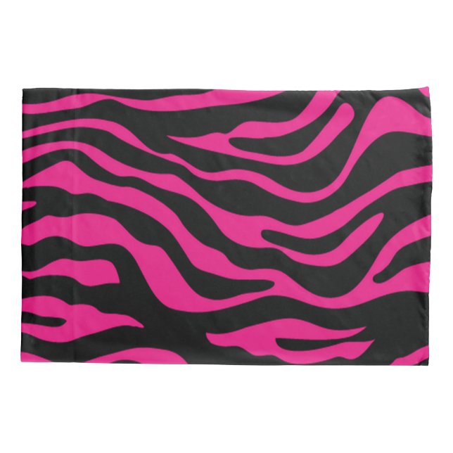 Hot Pink Zebra Stripes Animal Print Pillowcase (Back)