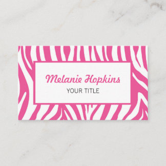 Hot Pink Zebra Stripes Generic Name Business Card