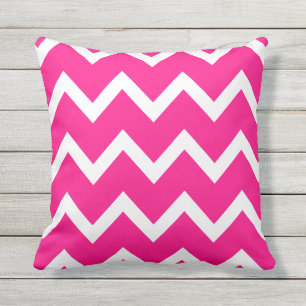 Hot Pink Zigzag Chevron Pattern Outdoor Pillows