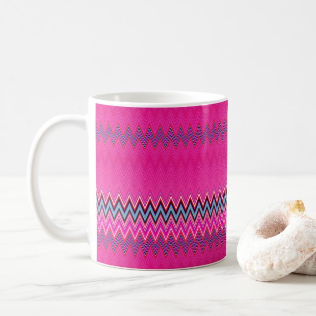 Hot Pink Zigzag Coffee Mug (With Donut)