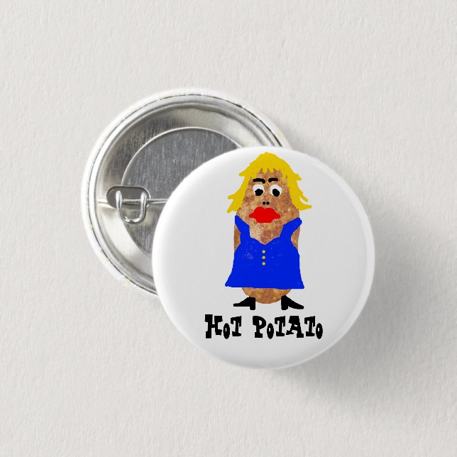 Hot Potato Lady, Funny 3 Cm Round Badge (Front & Back)