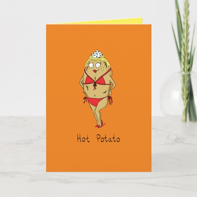 Hot Potato - Pin-Up Girl Pun Greeting Card (Front)