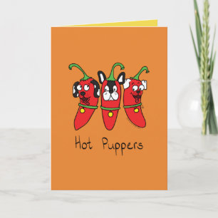 Hot Puppers Puppy Dog Peppers Greeting Card