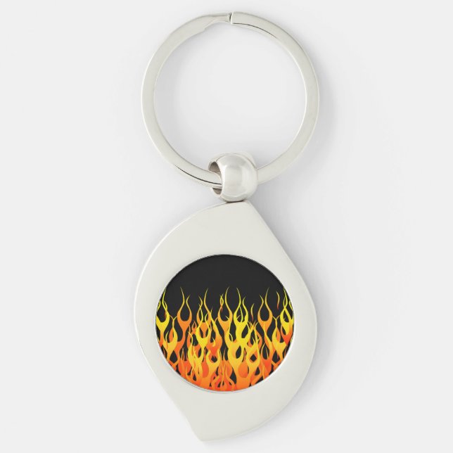 Hot Racing Flames Graphic Key Ring (Front)