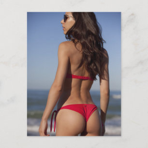 ● Hot ! ●  Red bikini beach  girl photo Postcard