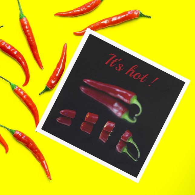 Hot red chilli pepper with customisable text napkin (Creator Uploaded)