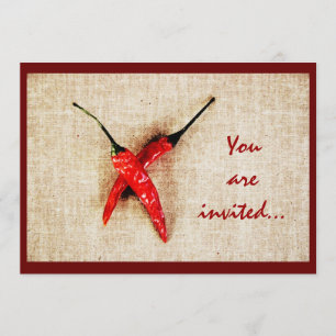 Hot red chilli peppers barbeque invite