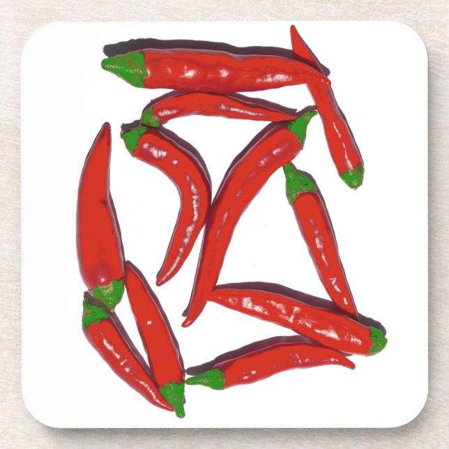 Hot Red Chilli Peppers Pattern Coaster (Front)