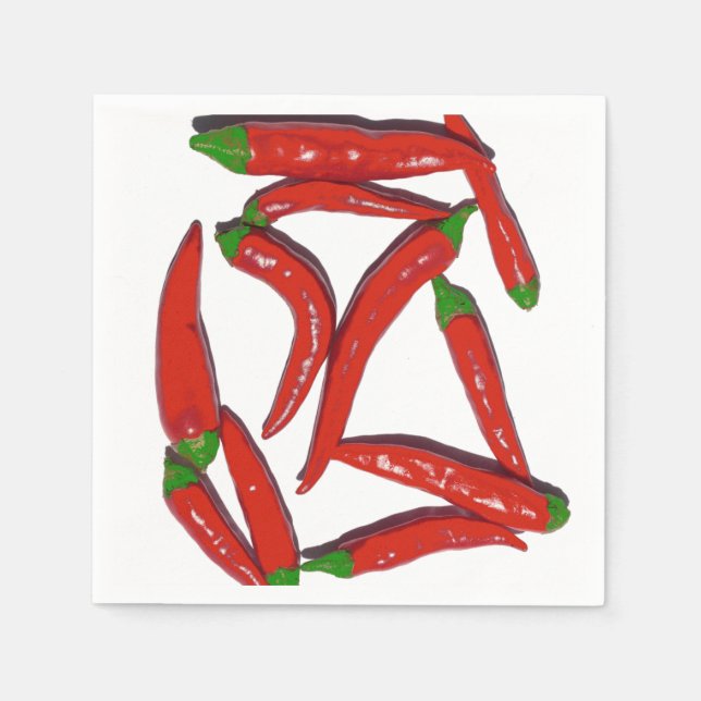 Hot Red Chilli Peppers Pattern Napkin (Front)