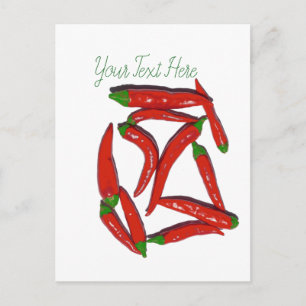 Hot Red Chilli Peppers Pattern Postcard