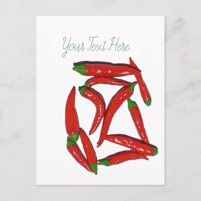 Hot Red Chilli Peppers Pattern Postcard (Front)