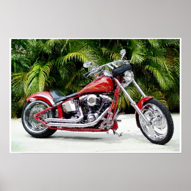 Hot Red Chopper Art Poster (Front)