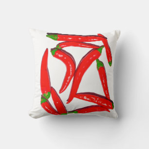 Hot Red Green Chili Peppers Pattern Cushion Pillow