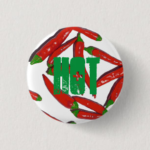 Hot Red Green Chilli Peppers Button Pin