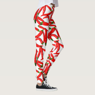 Hot Red Green Chilli Peppers Pattern Leggings