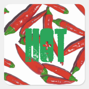 Hot Red Green Chilli Peppers Sticker