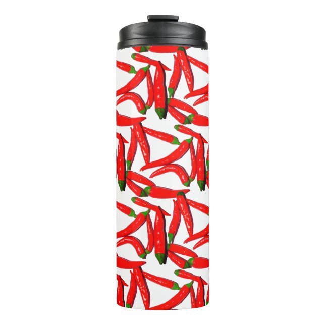 Hot Red Green Chilli Peppers Thermal Tumbler (Front)
