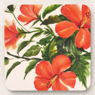 Hot Red Hibiscus Coaster