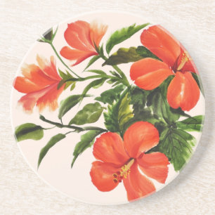 Hot Red Hibiscus Coaster