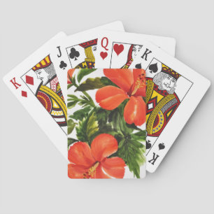 Hot Red Hibiscus Playing Cards