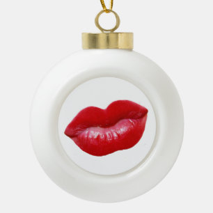 HOT Red Lips Ceramic Ball Christmas Ornament