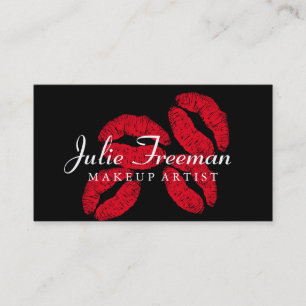 Hot Red Lips Kisses Makeup Artist Salon Card