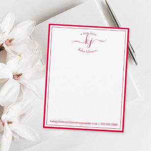 Hot Red Personalised From The Desk Of Note Card