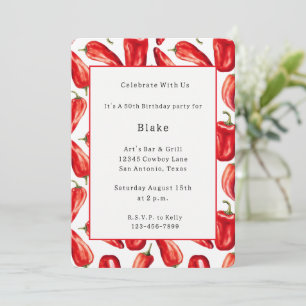 Hot Red & Saucy Chilli Peppers Birthday Invitation