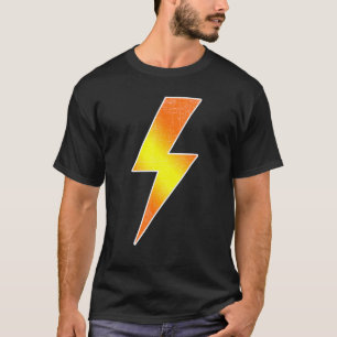 Hot Retro Distressed SUN BURST & WHITE Lightning B T-Shirt