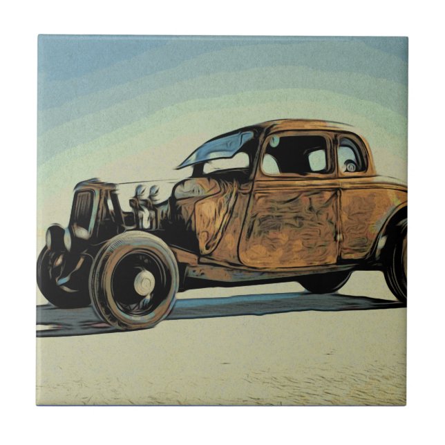 Hot Road Car Ceramic Tile (Front)