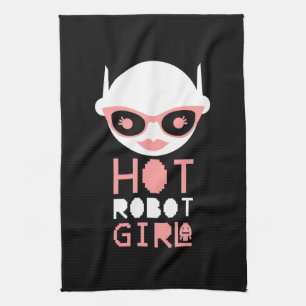 Hot robot girl tea towel
