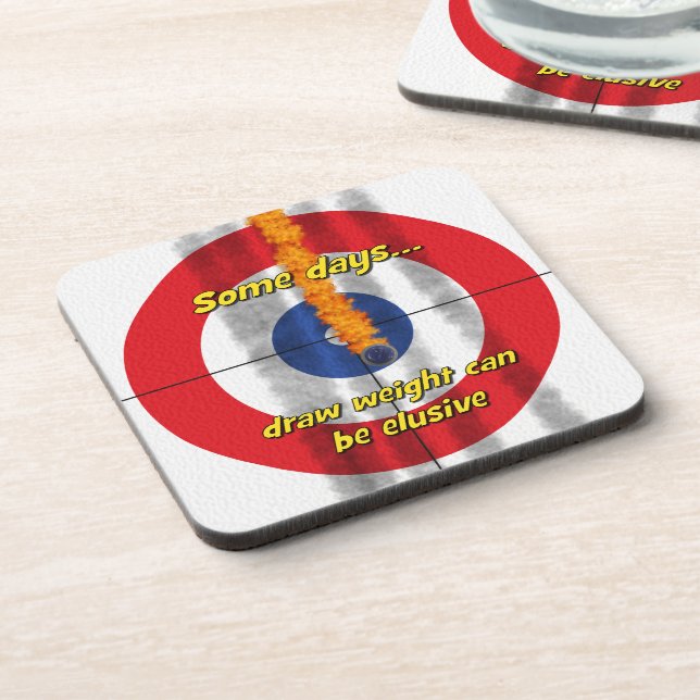 Hot Rocks 'draw weight' Curler's Coasters - (Red) (Left Side)