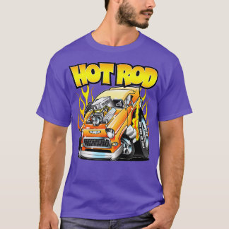Hot Rod 55 Gasser Blown Jacked Up Flames Car  T-Shirt