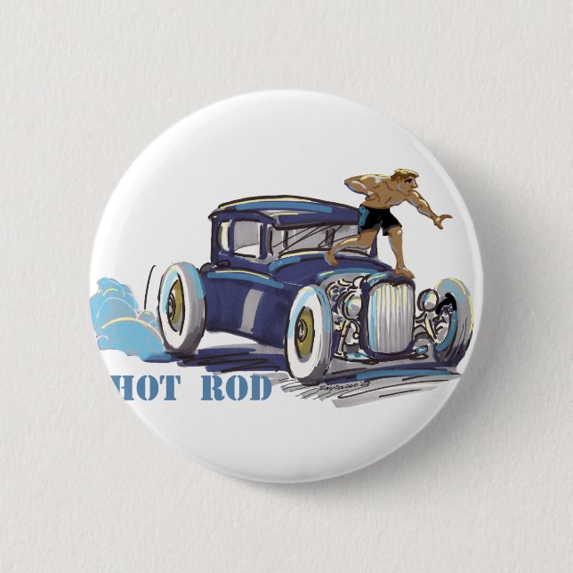 hOt rOd 6 Cm Round Badge (Front)
