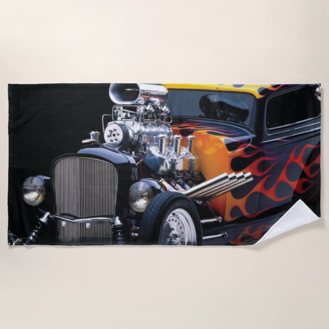 Hot rod beach towel (Front)