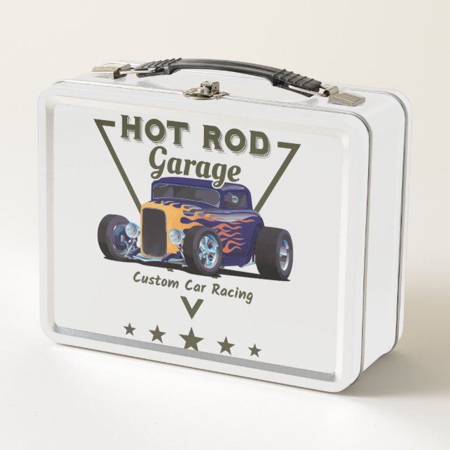 Hot Rod Garage! Metal Lunch Box (Front)