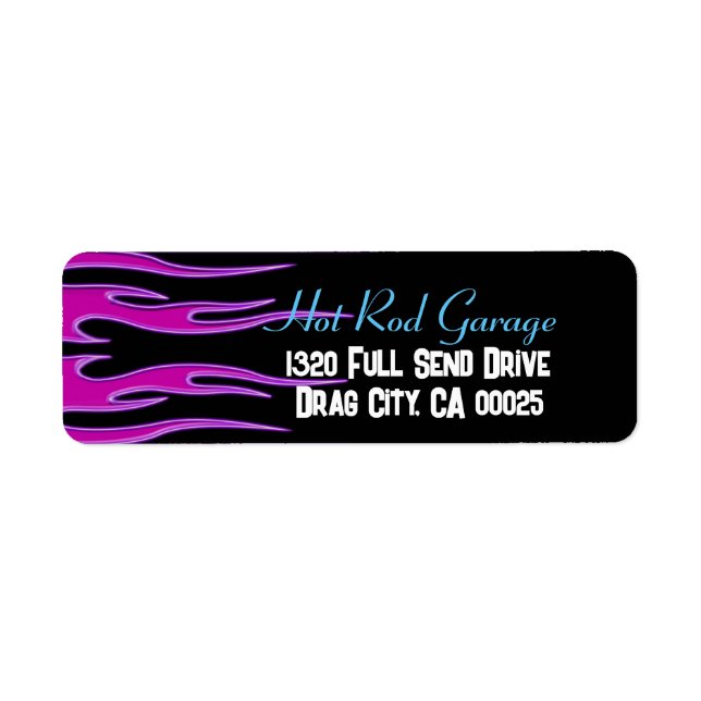 Hot Rod Garage Pink Flames Label Return Address Label (Front)