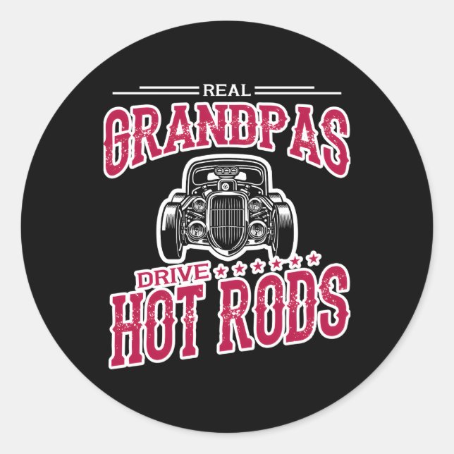 Hot Rod Grandpa Car Fathers Day Classic Round Sticker (Front)