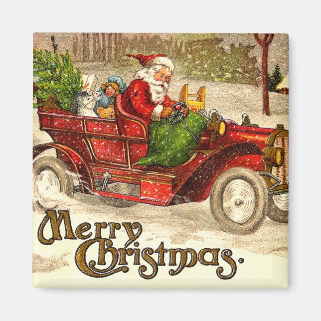 Hot Rod Santa Magnet (Front)