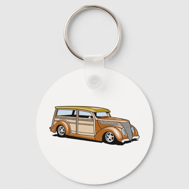 Hot Rod Woodie Key Ring (Front)