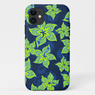 Hot Rodder Pinstriped Hibiscus and Skull iPhone 11 Case