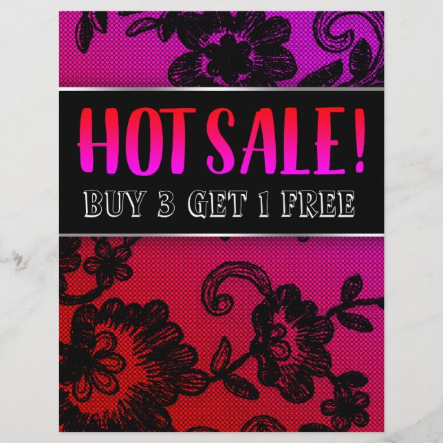 HOT Sale Fire Red Pink Black Lace Flyer (Front)